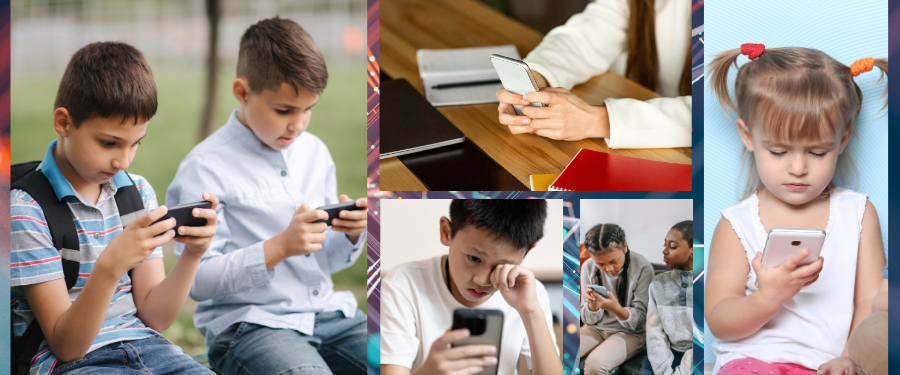 Children holding phones
